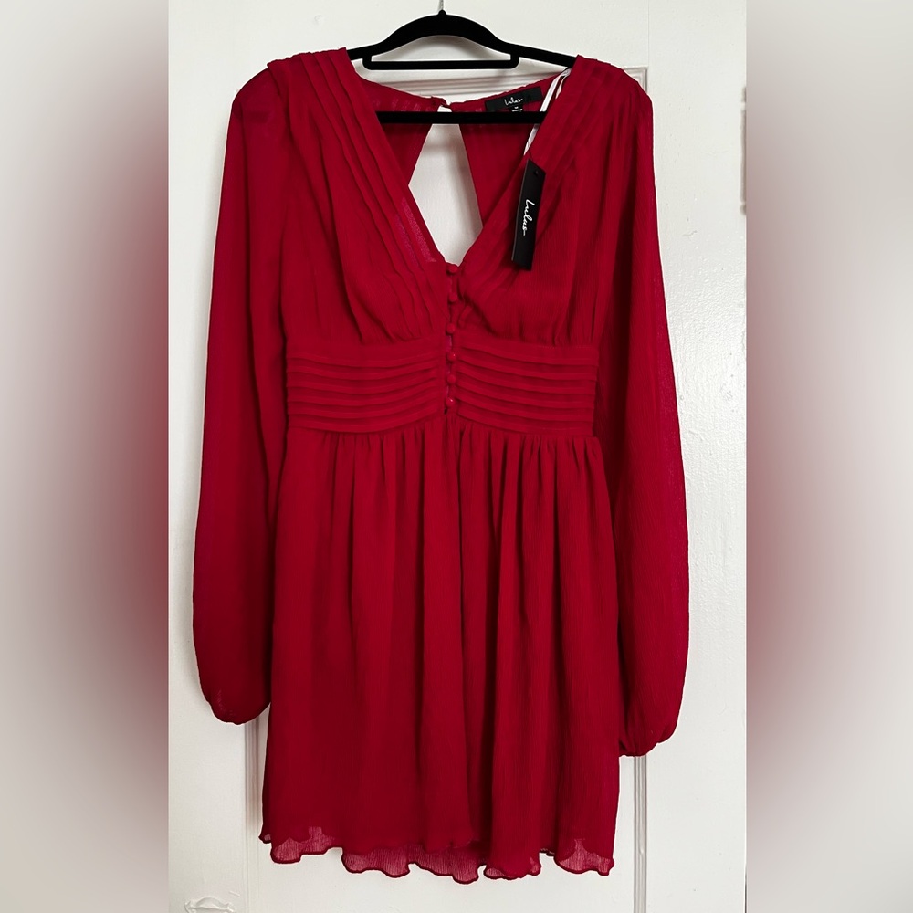 NWT Lulus Devoted Romance Wine Red Backless Dress With Pockets